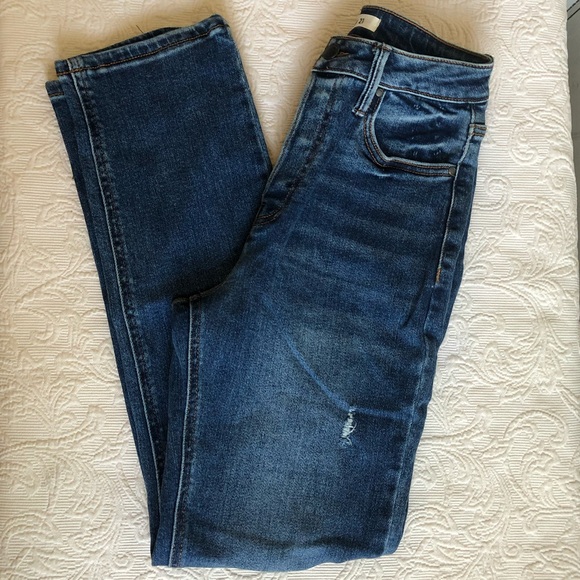 Forever 21 Slightly Distressed High Waisted Button Fly Denim Jeans - Picture 1 of 5